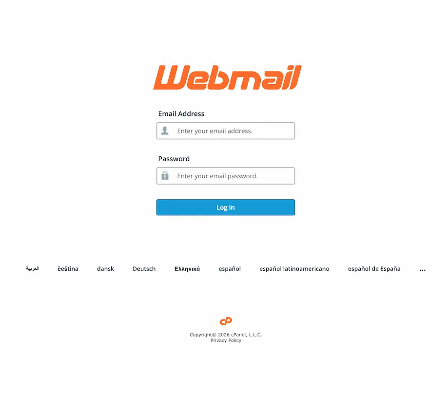 HOST.NC Webmail login screen