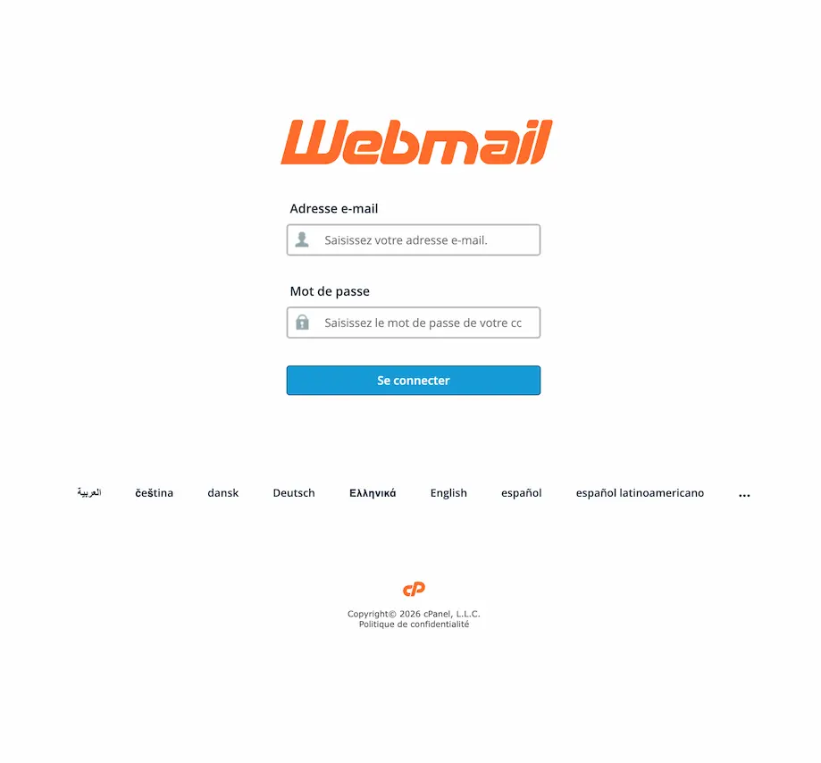 Écran de connexion Webmail HOST.NC
